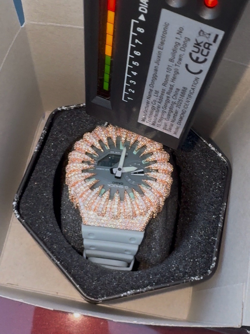 G-Shock Gray Watch with Rose Gold Crystal Bezel